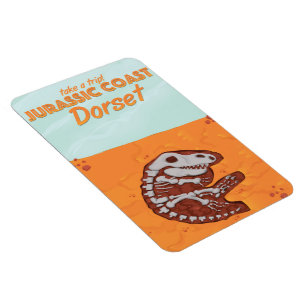 Jurassic Coast Devon cartoon travel poster Magnet