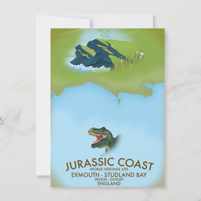 Jurassic Coast England South Coast Travel poster Invitation (Back)