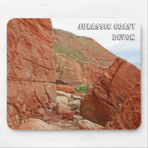 Jurassic Coast red rocks, Devon, England Mouse Mat