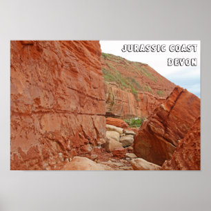 Jurassic Coast red rocks, Devon, England Poster