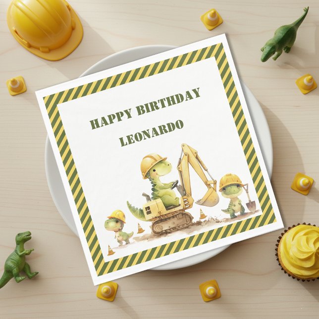 Jurassic Construction Zone Boy Birthday Napkin (Creator Uploaded)