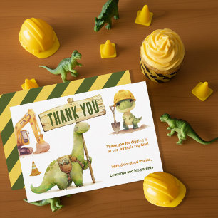 Jurassic Construction Zone Boy Birthday Party Thank You Card