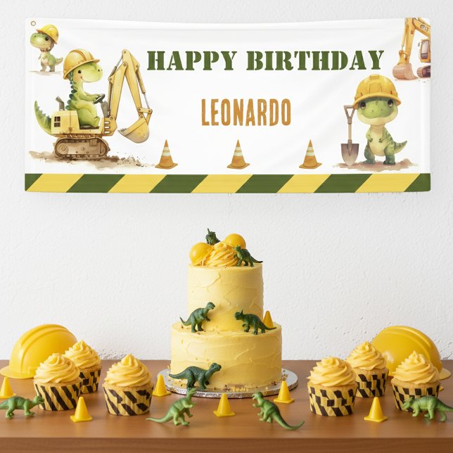 Jurassic Construction Zone Boy Happy Birthday Banner (Creator Uploaded)