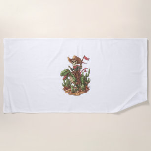 Jurassic Cowboy Skull – Funny Dino Rodeo Beach Towel