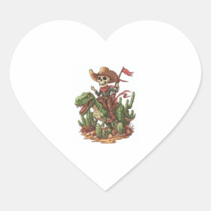 Jurassic Cowboy Skull � Funny Dino Rodeo Heart Sticker