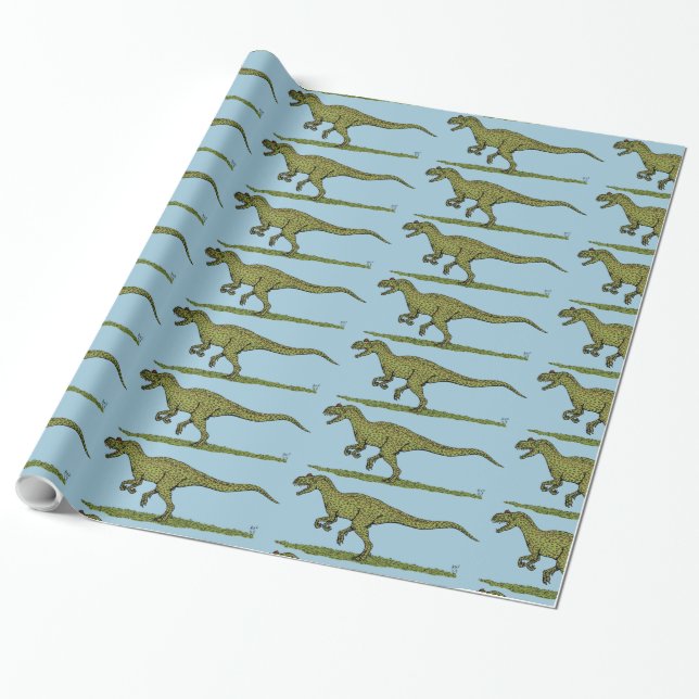 Jurassic Dinosaur Allosaurus Wrapping Paper (Unrolled)