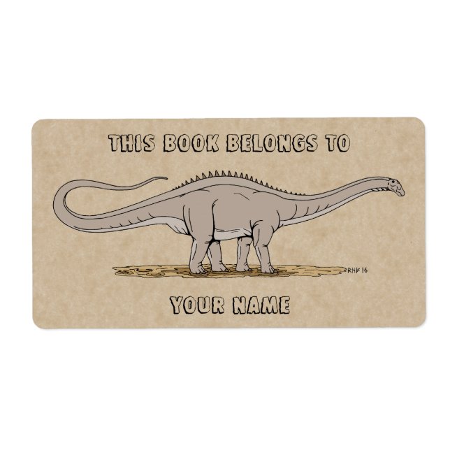 Jurassic Dinosaur Apatosaurus Bookplate (Front)