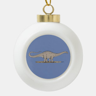 Jurassic Dinosaur Apatosaurus Ceramic Ball Christmas Ornament
