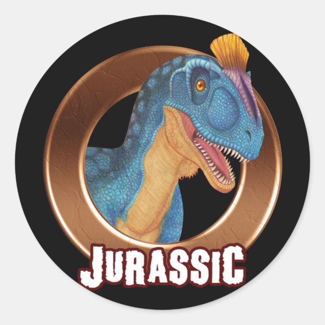 JURASSIC! Dinosaur Classic Round Sticker (Front)