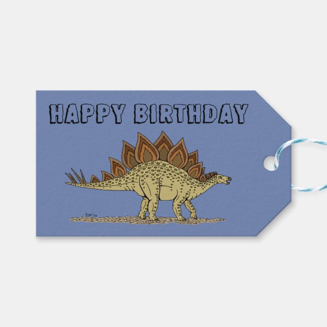 Jurassic Dinosaur Stegosaurus Gift Tags (Front (Horizontal))