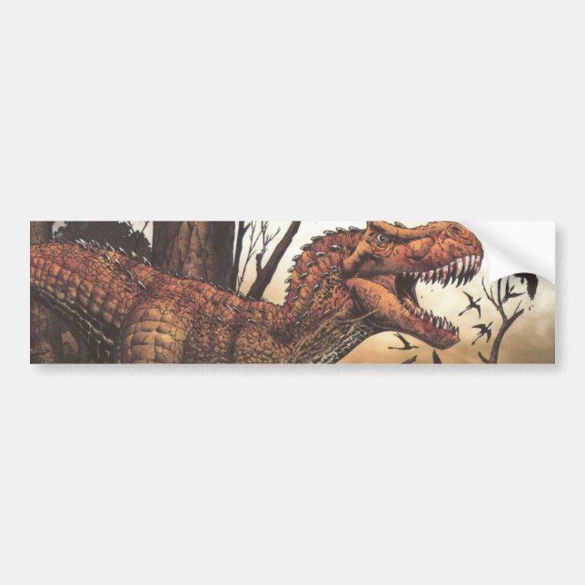 Jurassic Journey: Dinosaur in its Natural Habitat Bumper Sticker (Front)