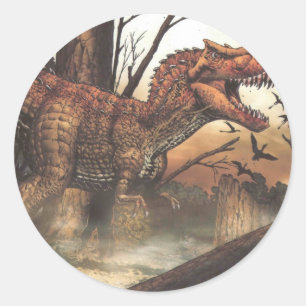 Jurassic Journey: Dinosaur in its Natural Habitat Classic Round Sticker