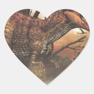 Jurassic Journey: Dinosaur in its Natural Habitat Heart Sticker