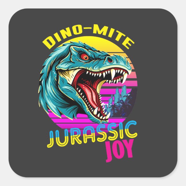 Jurassic Joy: Dancing Dinosaur  Square Sticker (Front)