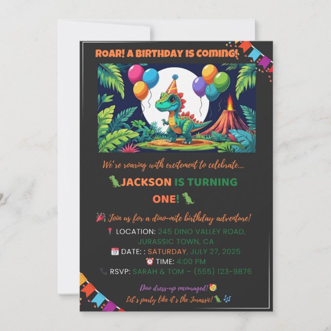 Jurassic Jungle Invite – Editable (Front)