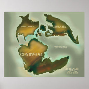 Jurassic Map Vintage travel poster. Poster