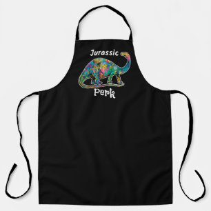 Jurassic Perk Colorful Dinosaur Dark Apron