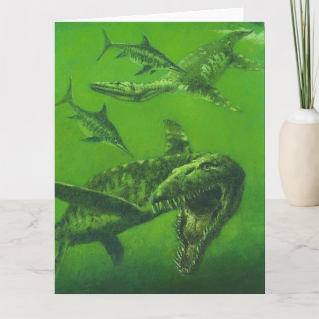 Jurassic Pliosaur Large Greetings Card (Front)
