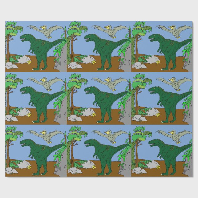 Jurassic Scene Wrapping Paper (Flat)