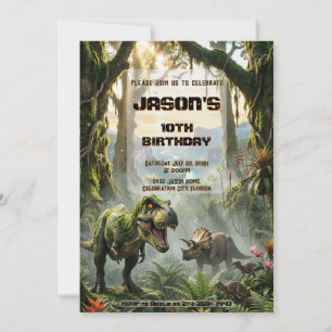 Jurassic T-Rex Roar Adventure Birthday Invitation