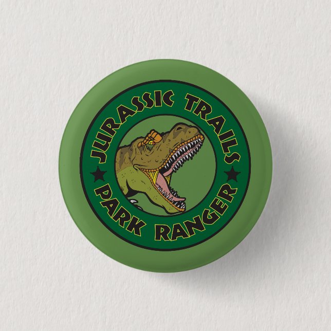 Jurassic Trails Park Ranger T-Shirt 3 Cm Round Badge (Front)