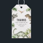 Jurassic Watercolor Dinosaur Birthday Favour Gift Tags<br><div class="desc">Say thank you with style using these Watercolor Jurassic Dinosaur Party Favour Tags! Featuring beautifully illustrated dinosaurs and lush foliage,  these tags add a fun and personalised touch to your dinosaur-themed party favours. Customise with your child’s name or message to make your guests feel extra special.</div>