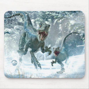Jurassic World   Blue & Beta in Snowy Forest Mouse Mat