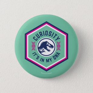 Jurassic World   Curiosity, It's in my DNA 6 Cm Round Badge