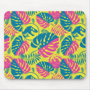 Jurassic World   Pink & Yellow Jungle Pattern Mouse Mat