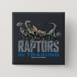 Jurassic World   Raptors in Training 15 Cm Square Badge