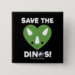 Jurassic World   Save the Dinos - Green Heart 15 Cm Square Badge