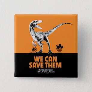 Jurassic World   We Can Save Them 15 Cm Square Badge