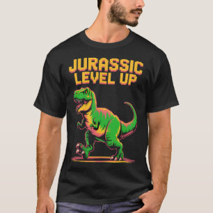 Juric Level Up Pixel Dinosaur Birthday Gamer  T-Shirt