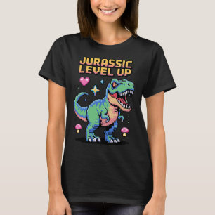 Juric Level Up Pixel Dinosaur Retro Gamer 1  T-Shirt