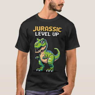 Juric Level Up Pixel Dinosaur Retro Gamer  T-Shirt