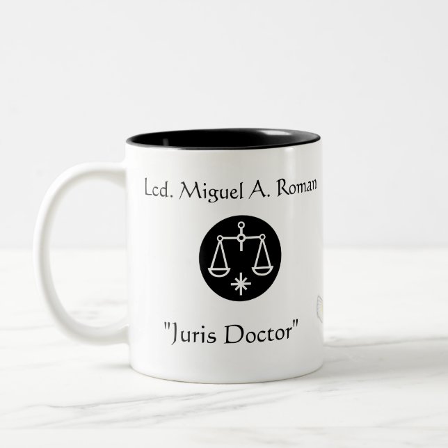 "Juris Doctor"Thanks-Customise Two-Tone Coffee Mug (Left)