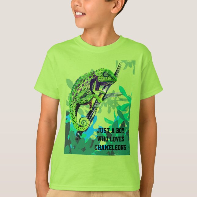 Jus a Boy who loves chameleons T-Shirt (Front)