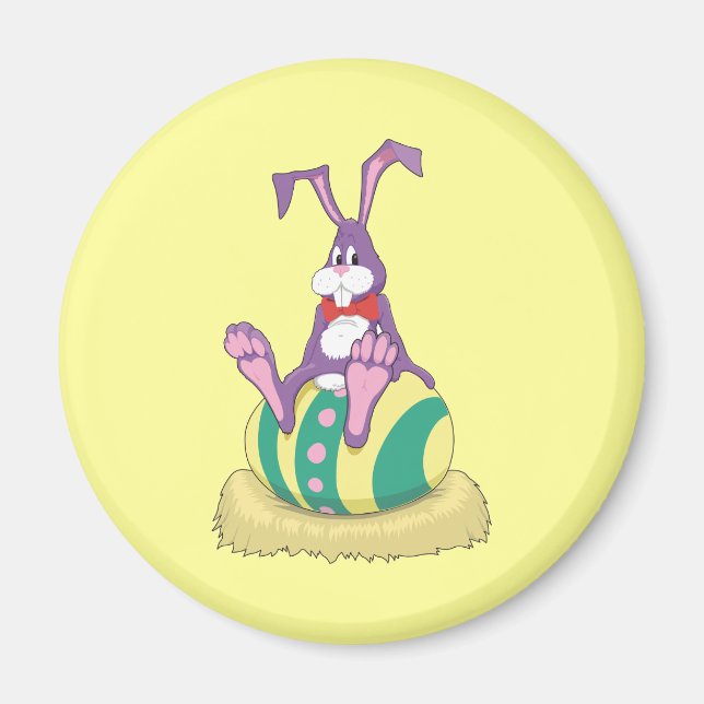 Jus Chillin' Easter Bunny on decorated egg Magnet (Front)