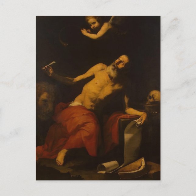 Jusepe de Ribera-St. Jerome Hears the Last Trumpet Postcard (Front)