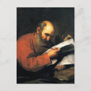 Jusepe de Ribera- St. Matthew with the angel Postcard