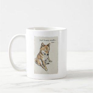 "Just 5 More Minutes" Sleepy Shiba Inu Nap Art Coffee Mug