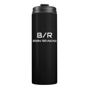 Just a Black Monogrammed Thermal Tumbler with Name