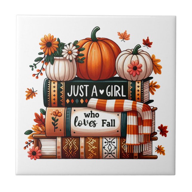 Just a Bookish Girl Who Loves Fall Tile (Front)