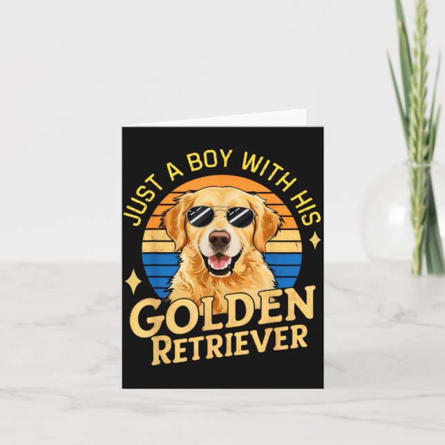 Just A Boy And His Golden Retrievers Girls Who Lov Card (Front)