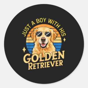 Just A Boy And His Golden Retrievers Girls Who Lov Classic Round Sticker
