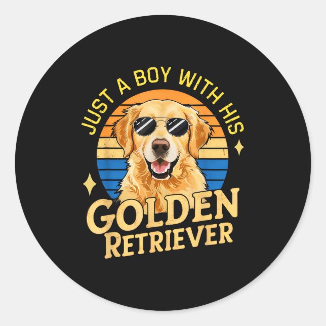 Just A Boy And His Golden Retrievers Girls Who Lov Classic Round Sticker (Front)