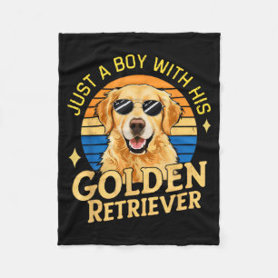 Just A Boy And His Golden Retrievers Girls Who Lov Fleece Blanket