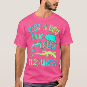 Just A Boy Loves Lizards Reptiles Lover Chameleon T-Shirt