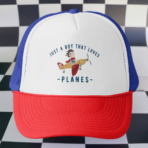 Just a boy that loves planes,Funny Pilot Airplane Trucker Hat