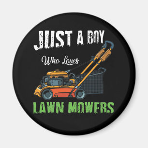Just A Boy Who Love Lawn Mowing Lawn Mower Farm Magnet